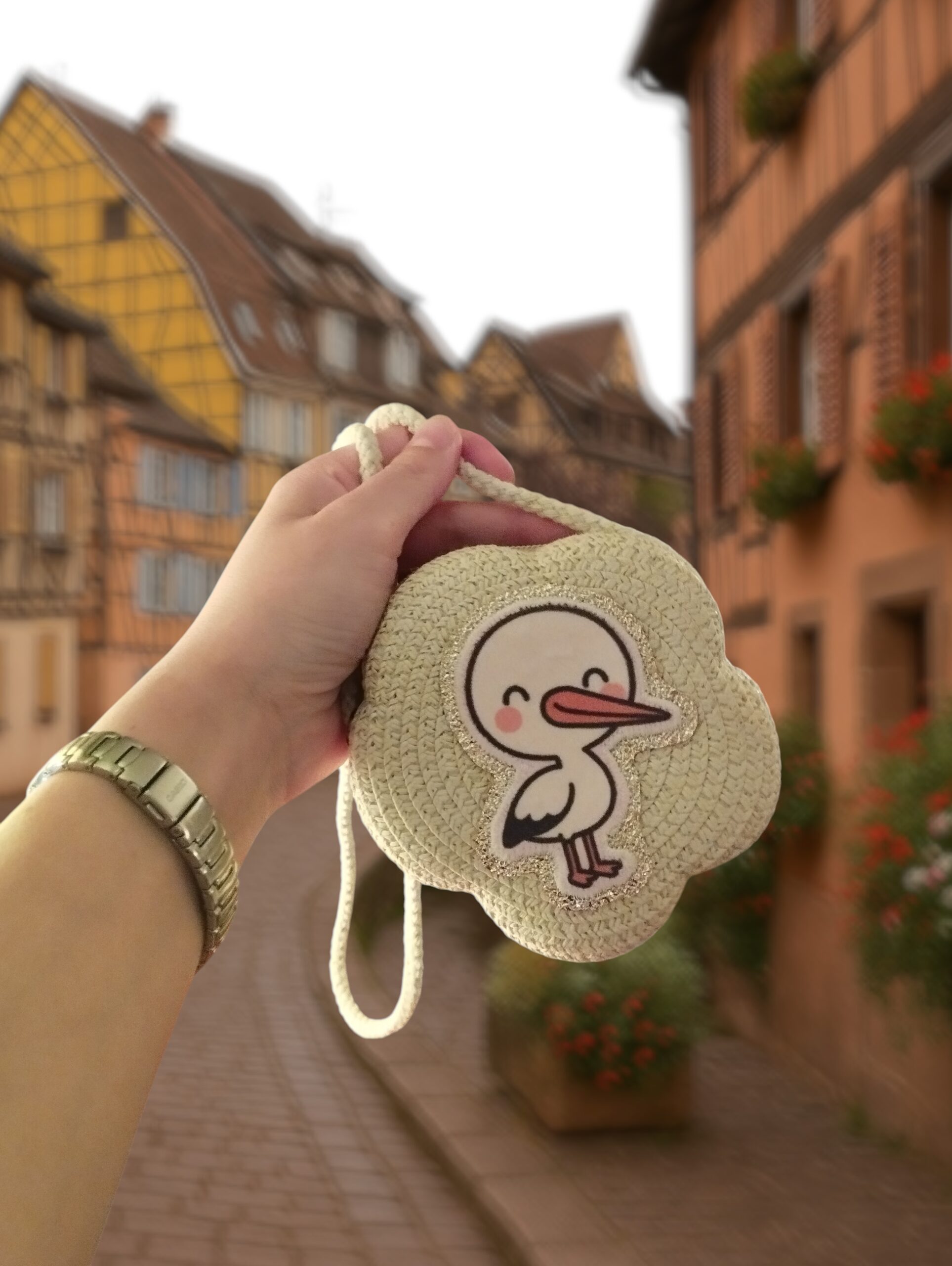 Mini sac en paille Cigogne