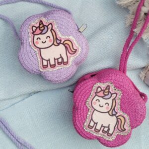 Mini sac en paille Licorne