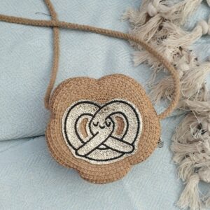 Mini sac en paille Bretzel doré