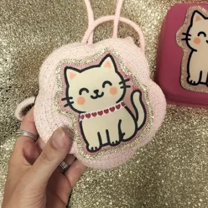 Mini sac en paille Chaton