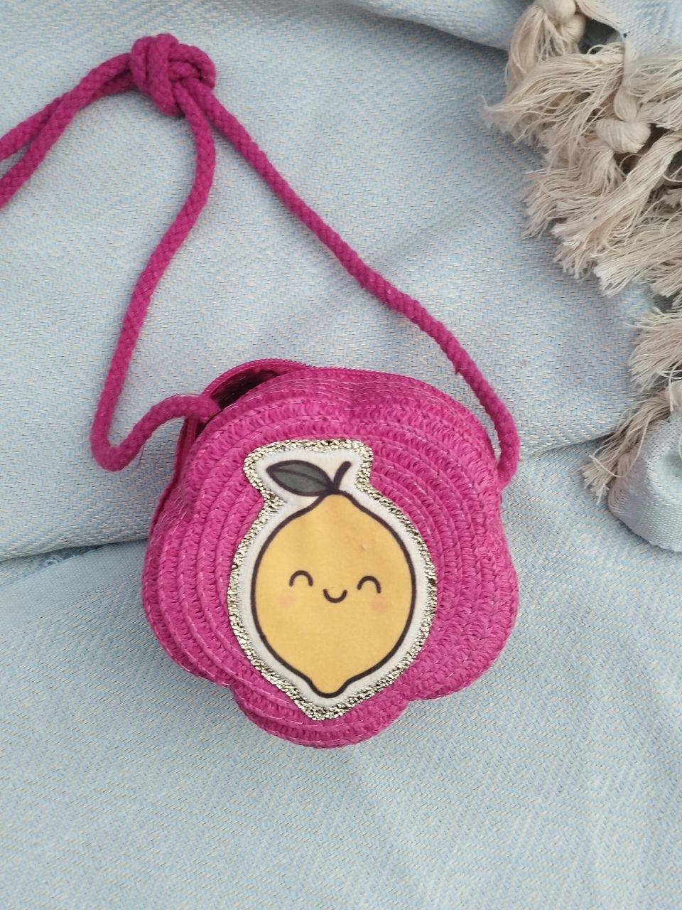 Mini sac en paille Citron
