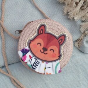 Mini sac en paille Ecureuil avec volant fleuri