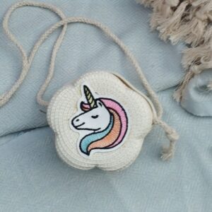 Mini sac en paille Tête de licorne